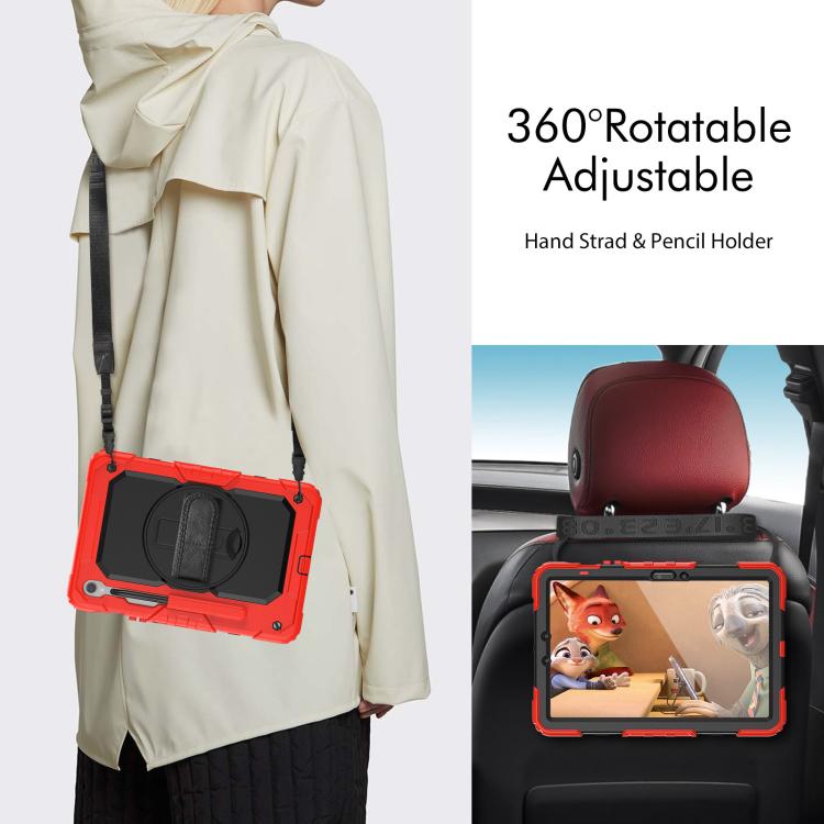 For Samsung Galaxy Tab S10 Lite / S10 FE Silicone Hybrid PC Tablet Case with Shoulder Strap