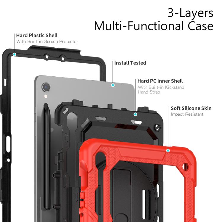 For Samsung Galaxy Tab S10 Lite / S10 FE Silicone Hybrid PC Tablet Case with Shoulder Strap