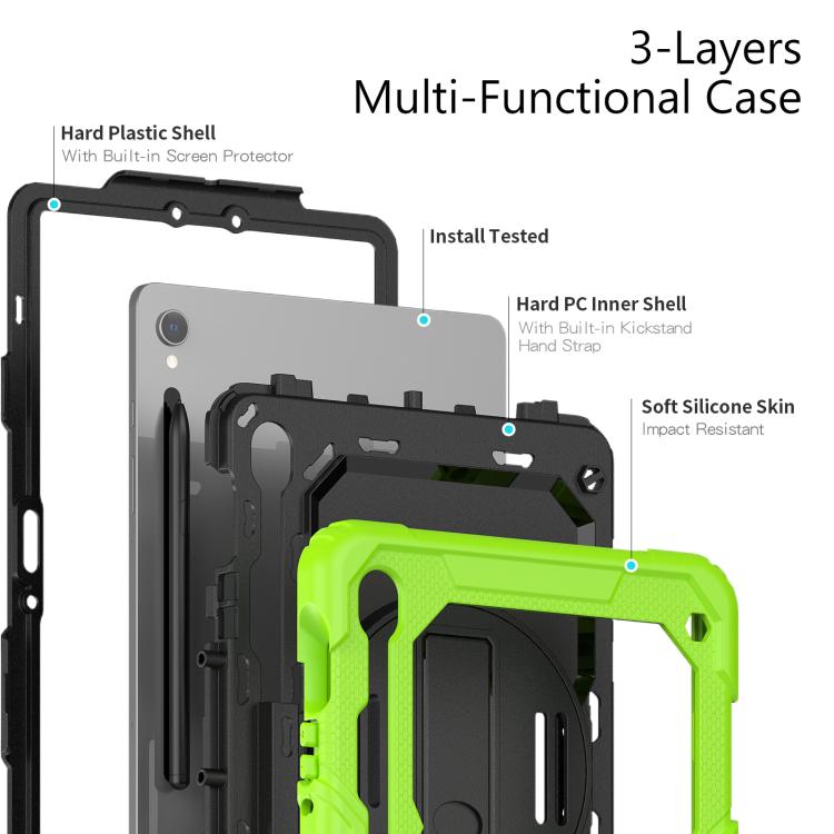 For Samsung Galaxy Tab S10 Lite / S10 FE Silicone Hybrid PC Tablet Case with Shoulder Strap