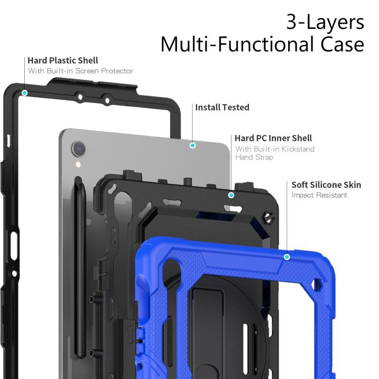 For Samsung Galaxy Tab S10 Lite / S10 FE Silicone Hybrid PC Tablet Case with Shoulder Strap