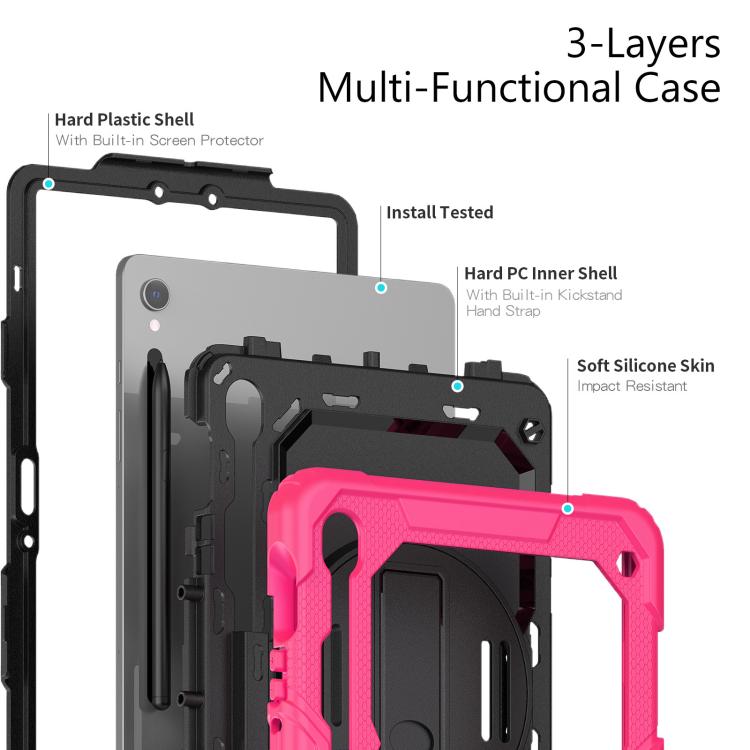 For Samsung Galaxy Tab S10 Lite / S10 FE Silicone Hybrid PC Tablet Case with Shoulder Strap