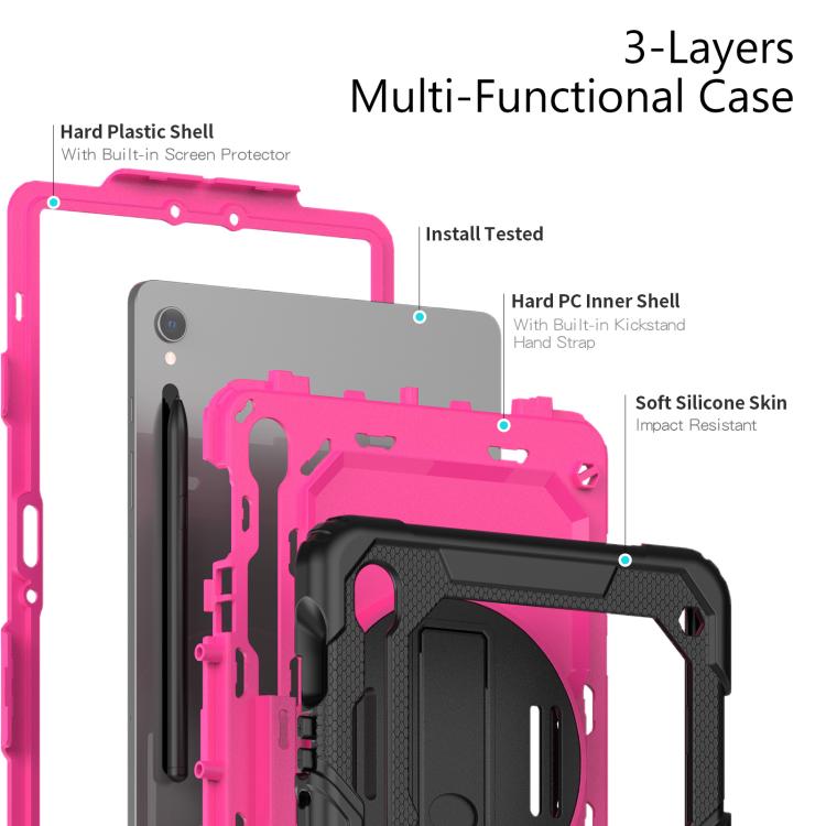 For Samsung Galaxy Tab S10 Lite / S10 FE Silicone Hybrid PC Tablet Case with Shoulder Strap