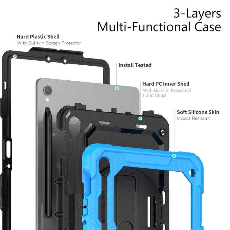 For Samsung Galaxy Tab S10 Lite / S10 FE Silicone Hybrid PC Tablet Case with Shoulder Strap