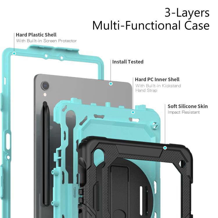 For Samsung Galaxy Tab S10 Lite / S10 FE Silicone Hybrid PC Tablet Case with Shoulder Strap