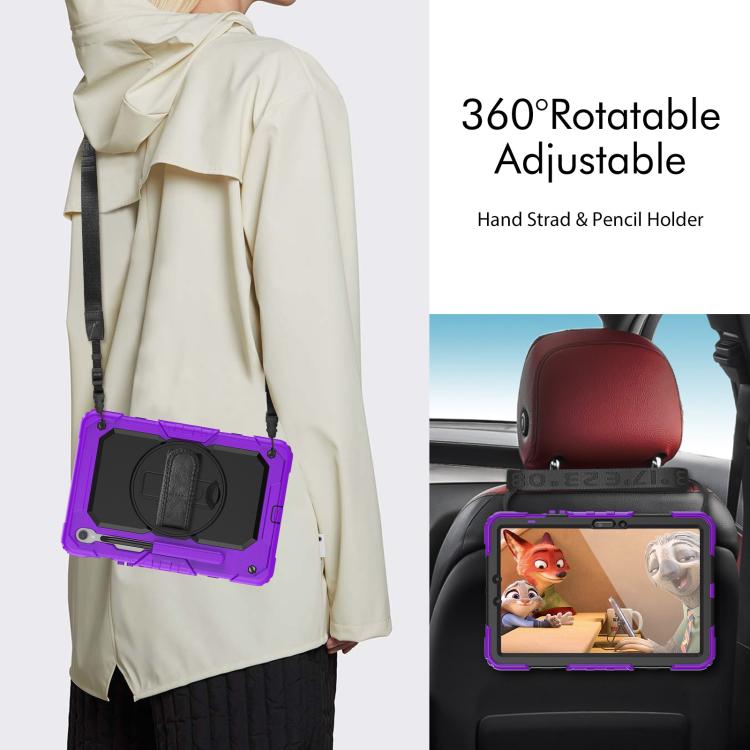 For Samsung Galaxy Tab S10 Lite / S10 FE Silicone Hybrid PC Tablet Case with Shoulder Strap