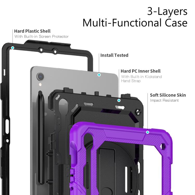 For Samsung Galaxy Tab S10 Lite / S10 FE Silicone Hybrid PC Tablet Case with Shoulder Strap