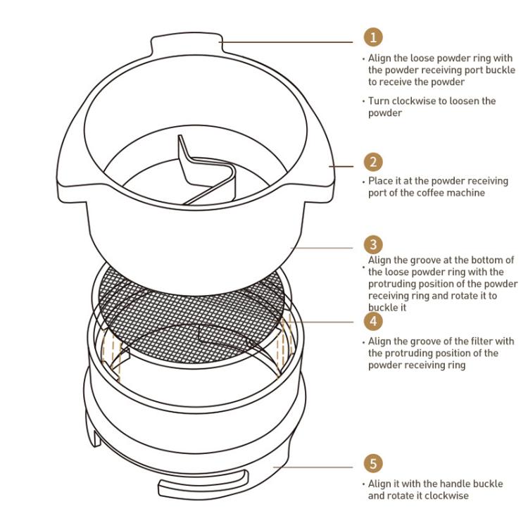 For Breville 8 Series Coffee Machine Handle Rotary Dosing Cup Mug Coffee Powder Feeder
