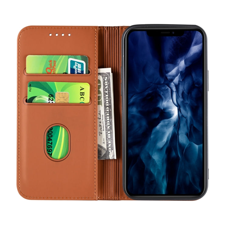 For iPhone 12 mini Strong Magnetism Shockproof Horizontal Flip Liquid Feel Leather Case with Holder & Card Slots & Wallet