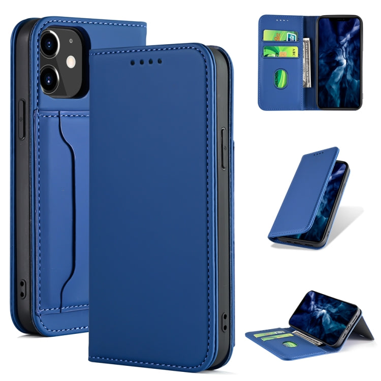 For iPhone 12 mini Strong Magnetism Shockproof Horizontal Flip Liquid Feel Leather Case with Holder & Card Slots & Wallet