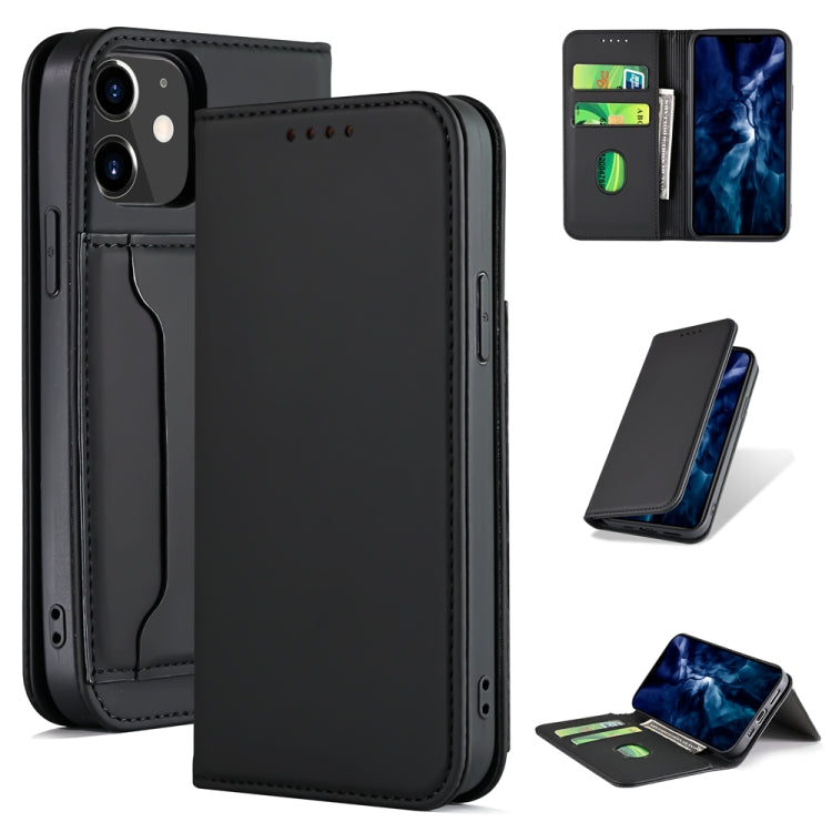 For iPhone 12 mini Strong Magnetism Shockproof Horizontal Flip Liquid Feel Leather Case with Holder & Card Slots & Wallet
