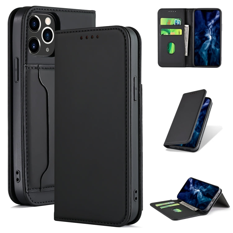 For iPhone 12 / 12 Pro Strong Magnetism Shockproof Horizontal Flip Liquid Feel Leather Case with Holder & Card Slots & Wallet