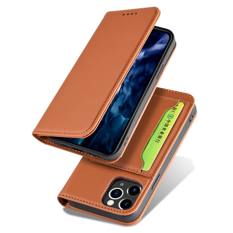 For iPhone 12 Pro Max Strong Magnetism Shockproof Horizontal Flip Liquid Feel Leather Case with Holder & Card Slots & Wallet