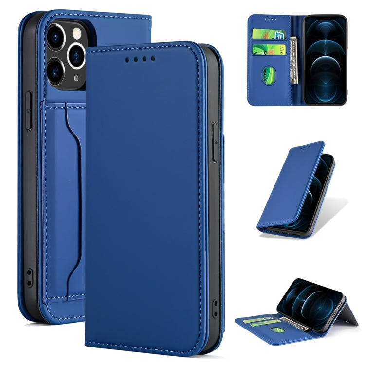 For iPhone 12 Pro Max Strong Magnetism Shockproof Horizontal Flip Liquid Feel Leather Case with Holder & Card Slots & Wallet
