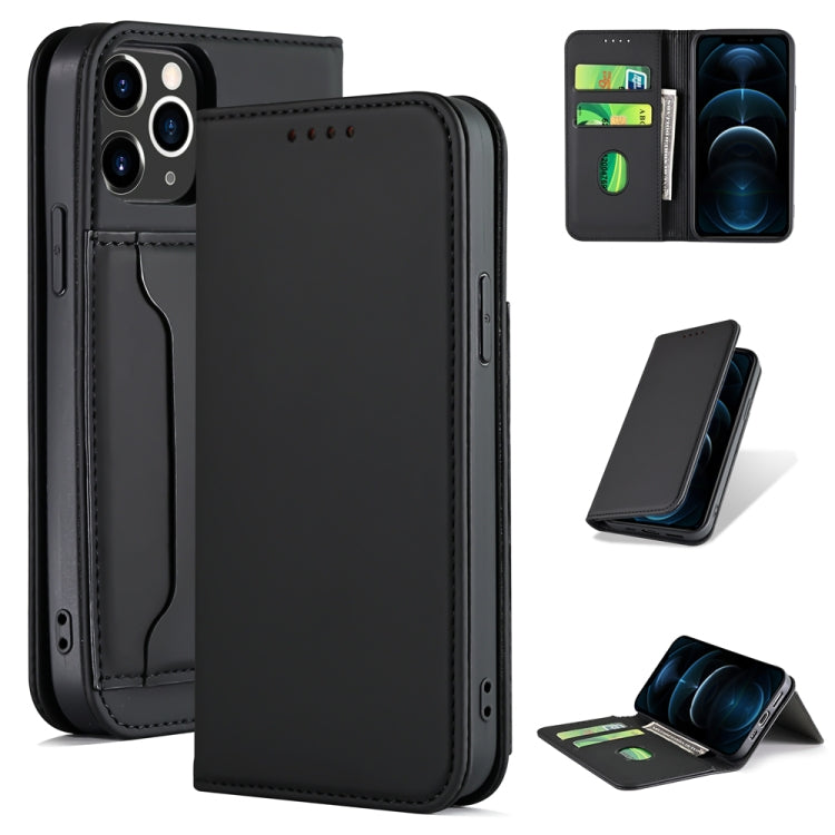For iPhone 12 Pro Max Strong Magnetism Shockproof Horizontal Flip Liquid Feel Leather Case with Holder & Card Slots & Wallet