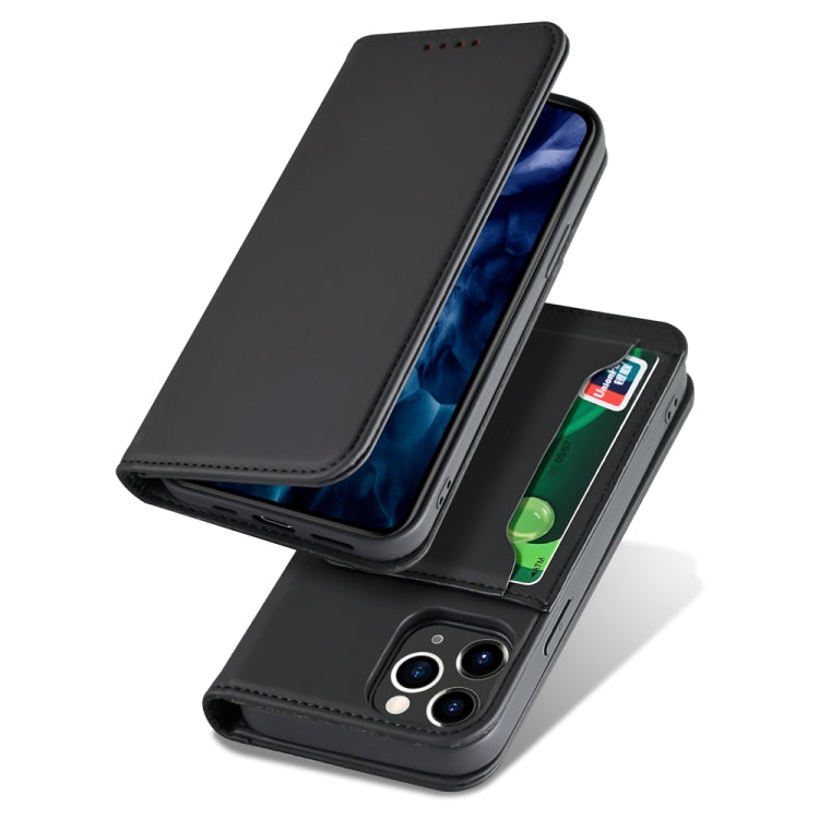 For iPhone 12 Pro Max Strong Magnetism Shockproof Horizontal Flip Liquid Feel Leather Case with Holder & Card Slots & Wallet