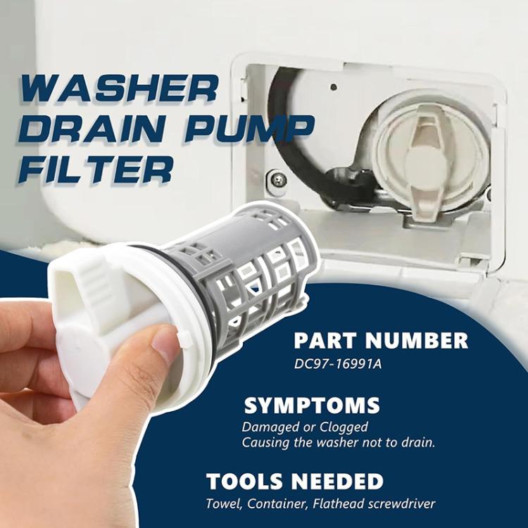 Washing Machine Drain Pump Filter For Samsung DC97-16991B - White Grey