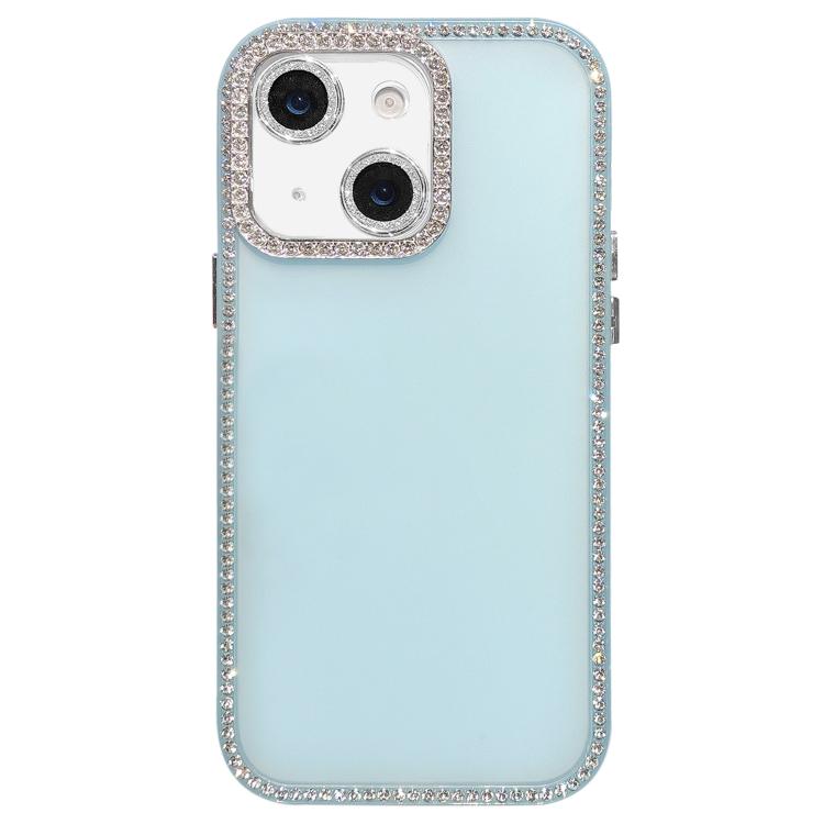 For iPhone 15 Dual-Sided Rhinestone Design Matte Full Coverage Phone Case