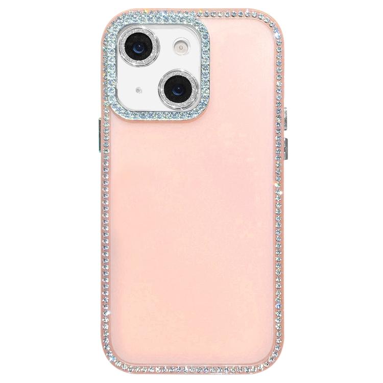 For iPhone 15 Dual-Sided Rhinestone Design Matte Full Coverage Phone Case