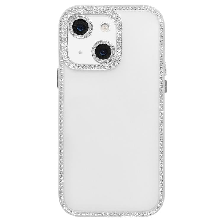 For iPhone 15 Dual-Sided Rhinestone Design Matte Full Coverage Phone Case