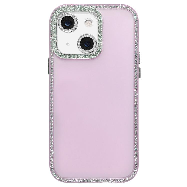 For iPhone 15 Dual-Sided Rhinestone Design Matte Full Coverage Phone Case
