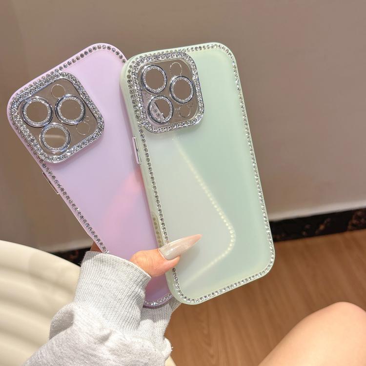 For iPhone 15 Plus / 14 Plus Dual-Sided Rhinestone Design Matte Full Coverage Phone Case