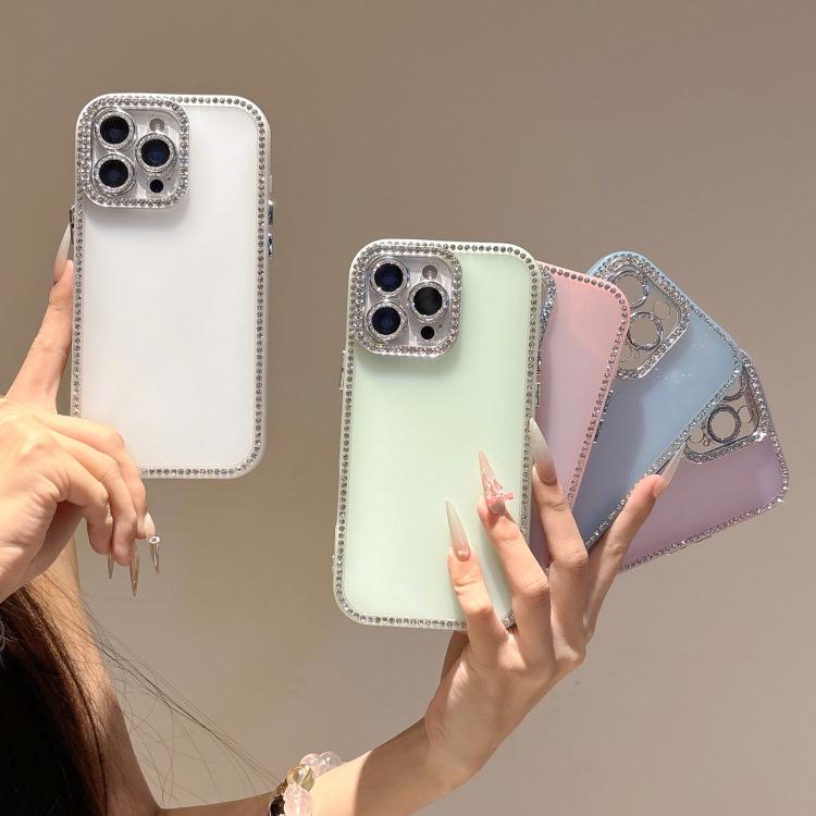 For iPhone 16 Pro Max Dual-Sided Rhinestone Design Matte Full Coverage Phone Case