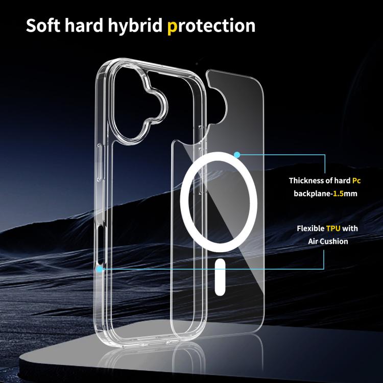 For iPhone 17 Scratchproof PC Hybrid TPU Magsafe Phone Case - Transparent