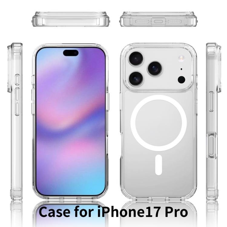 For iPhone 17 Pro Scratchproof PC Hybrid TPU Magsafe Phone Case - Transparent
