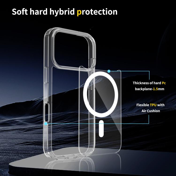 For iPhone 17 Pro Scratchproof PC Hybrid TPU Magsafe Phone Case - Transparent