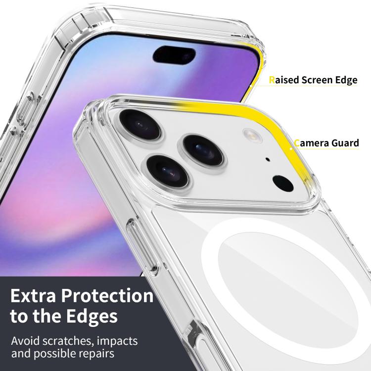 For iPhone 17 Pro Scratchproof PC Hybrid TPU Magsafe Phone Case - Transparent