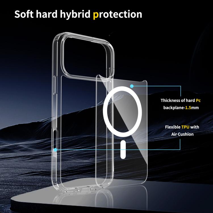 For iPhone 17 Pro Max Scratchproof PC Hybrid TPU Magsafe Phone Case - Transparent