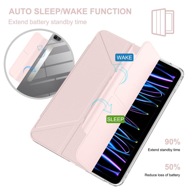 For iPad Pro 12.9 2022 / 2021 / 2020 Detachable Backshell Folding Holder Smart Tablet Leather Case