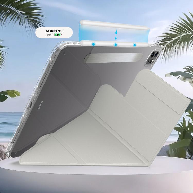 For iPad Pro 12.9 2022 / 2021 / 2020 Detachable Backshell Folding Holder Smart Tablet Leather Case