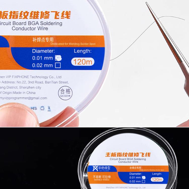 120m Circuit Board BGA Soldering Conductor Wire, Model:Non Insulation Type 0.02mm