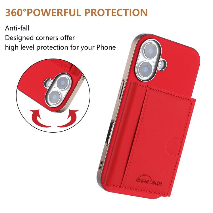 For iPhone 16 Plus Solid Color Horizontal Magnetic Card Bag RFID MagSafe Phone Case