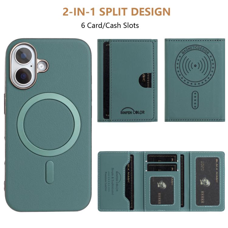 For iPhone 16 Plus Solid Color Horizontal Magnetic Card Bag RFID MagSafe Phone Case