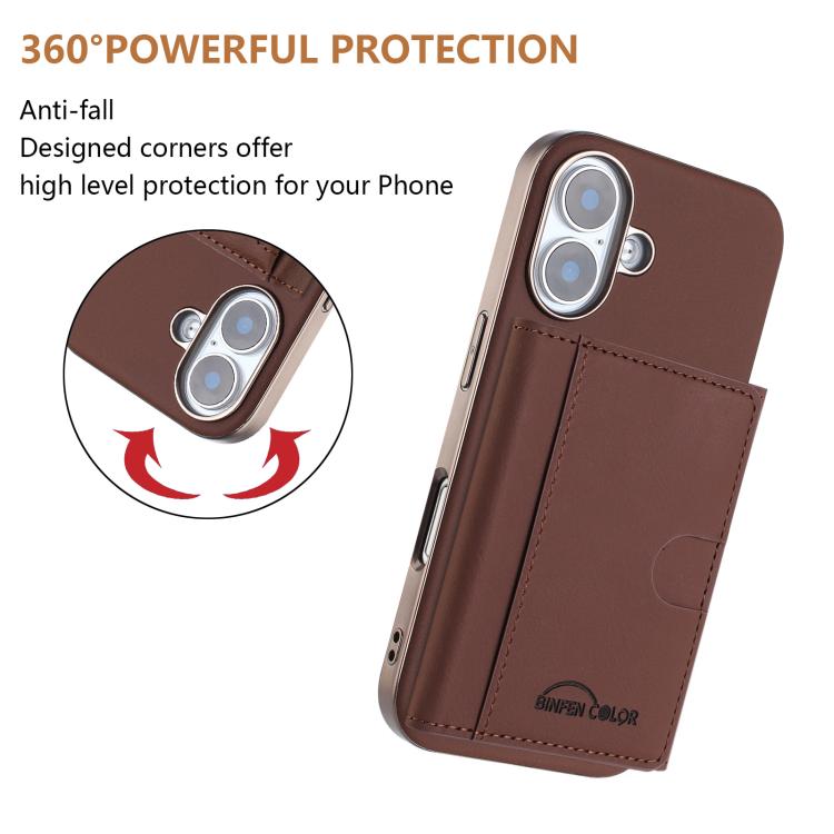 For iPhone 16 Solid Color Horizontal Magnetic Card Bag RFID MagSafe Phone Case