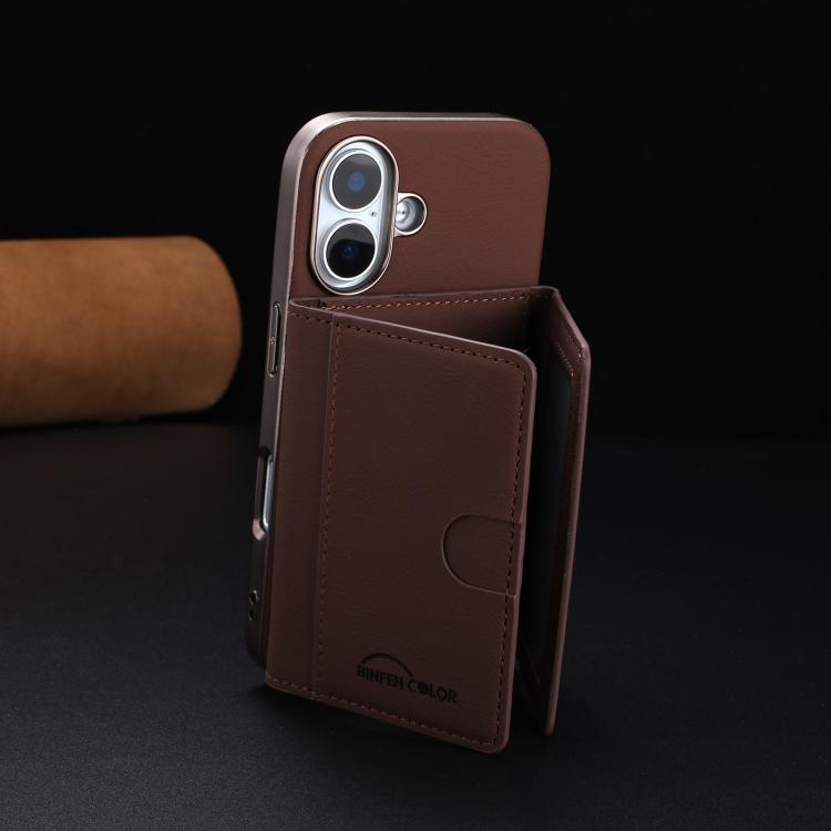 For iPhone 16 Solid Color Horizontal Magnetic Card Bag RFID MagSafe Phone Case