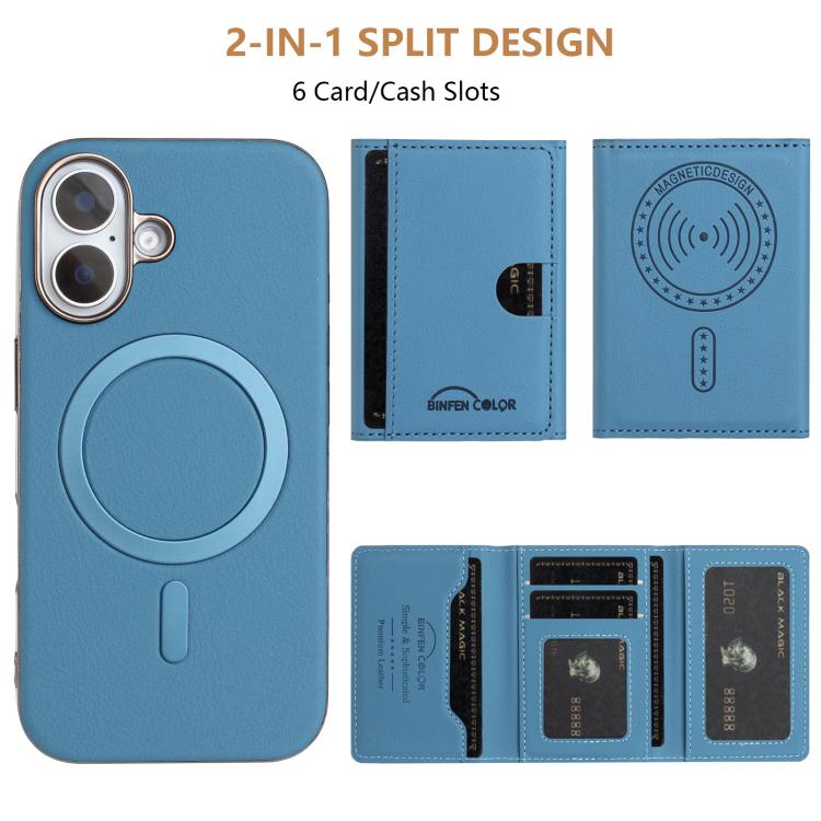 For iPhone 16 Solid Color Horizontal Magnetic Card Bag RFID MagSafe Phone Case