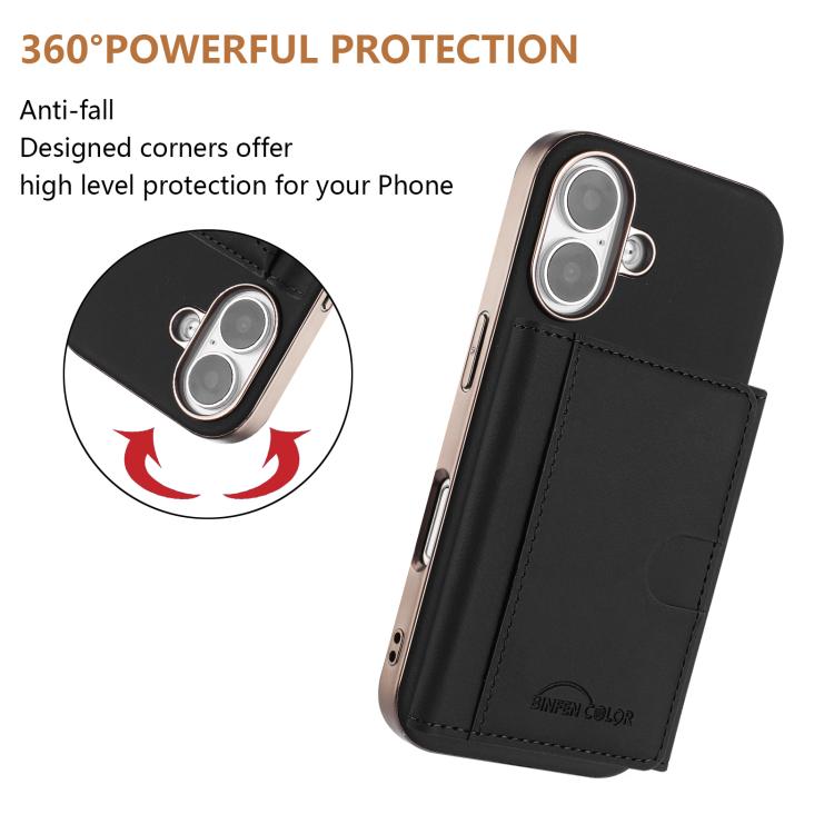 For iPhone 16 Solid Color Horizontal Magnetic Card Bag RFID MagSafe Phone Case