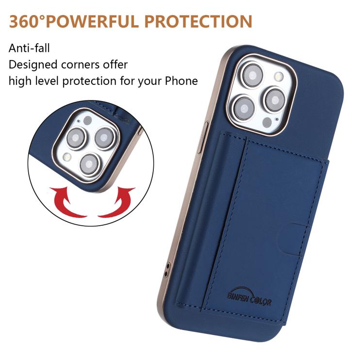 For iPhone 15 Pro Max Solid Color Horizontal Magnetic Card Bag RFID MagSafe Phone Case