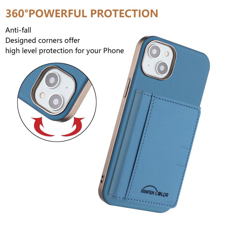 For iPhone 15 Solid Color Horizontal Magnetic Card Bag RFID MagSafe Phone Case