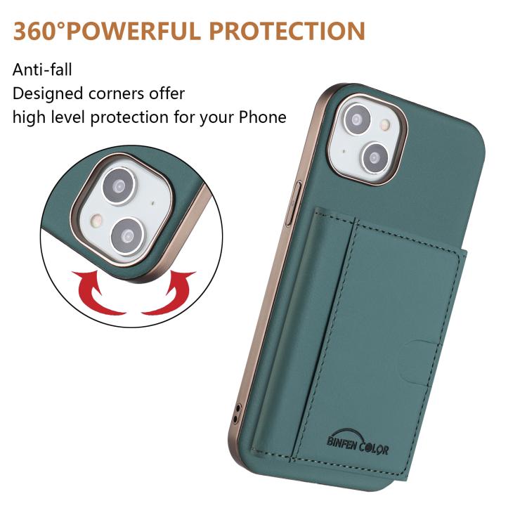 For iPhone 15 Solid Color Horizontal Magnetic Card Bag RFID MagSafe Phone Case
