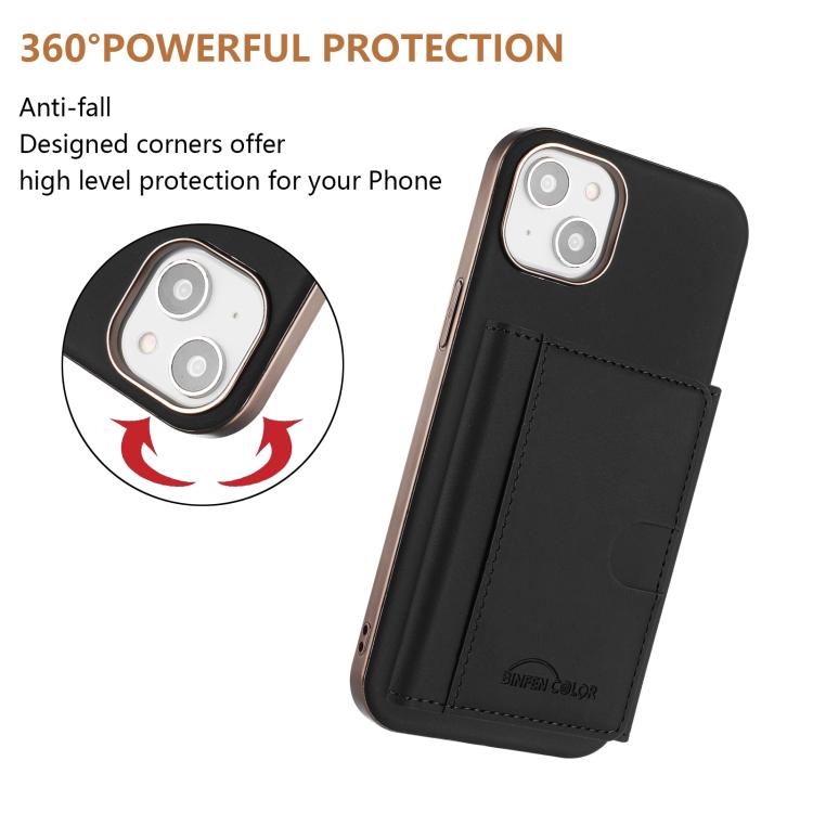 For iPhone 15 Solid Color Horizontal Magnetic Card Bag RFID MagSafe Phone Case