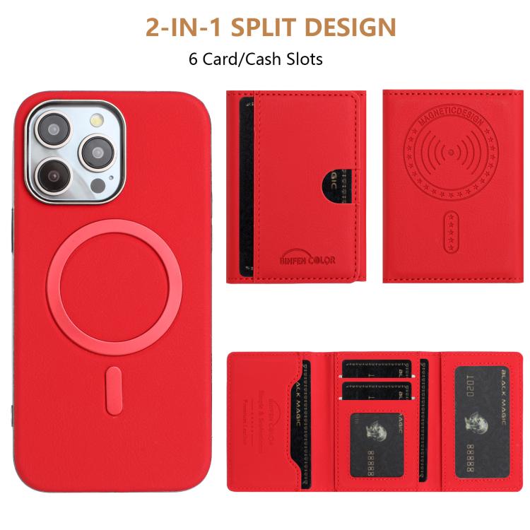 For iPhone 14 Pro Solid Color Horizontal Magnetic Card Bag RFID MagSafe Phone Case