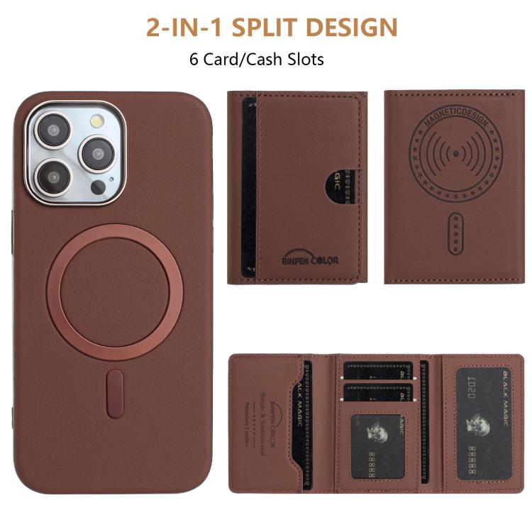For iPhone 14 Pro Solid Color Horizontal Magnetic Card Bag RFID MagSafe Phone Case