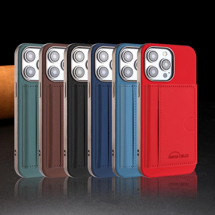 For iPhone 13 Pro Max Solid Color Horizontal Magnetic Card Bag RFID MagSafe Phone Case