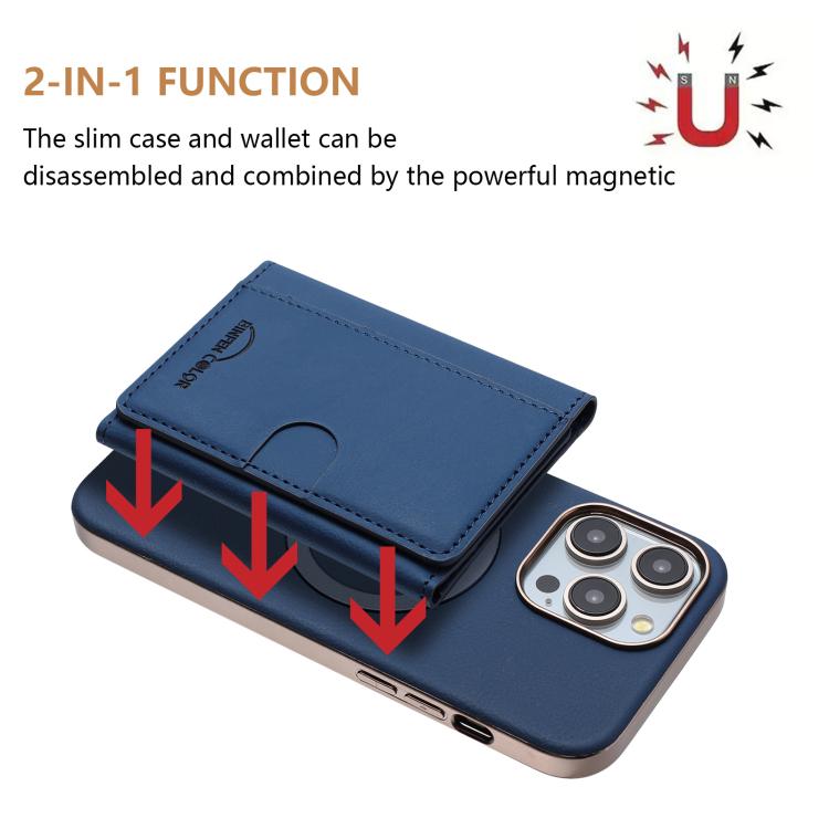 For iPhone 13 Pro Max Solid Color Horizontal Magnetic Card Bag RFID MagSafe Phone Case