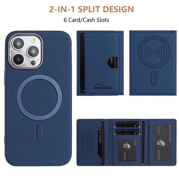 For iPhone 13 Pro Max Solid Color Horizontal Magnetic Card Bag RFID MagSafe Phone Case