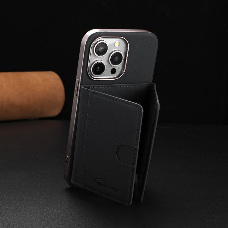 For iPhone 13 Pro Max Solid Color Horizontal Magnetic Card Bag RFID MagSafe Phone Case